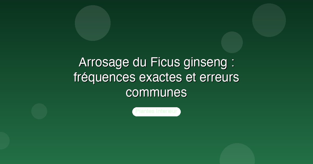 Arrosage du Ficus ginseng : fréquences exactes et erreurs communes