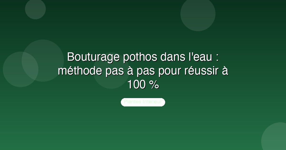 Bouturage pothos dans l'eau : méthode pas à pas pour réussir à 100 %