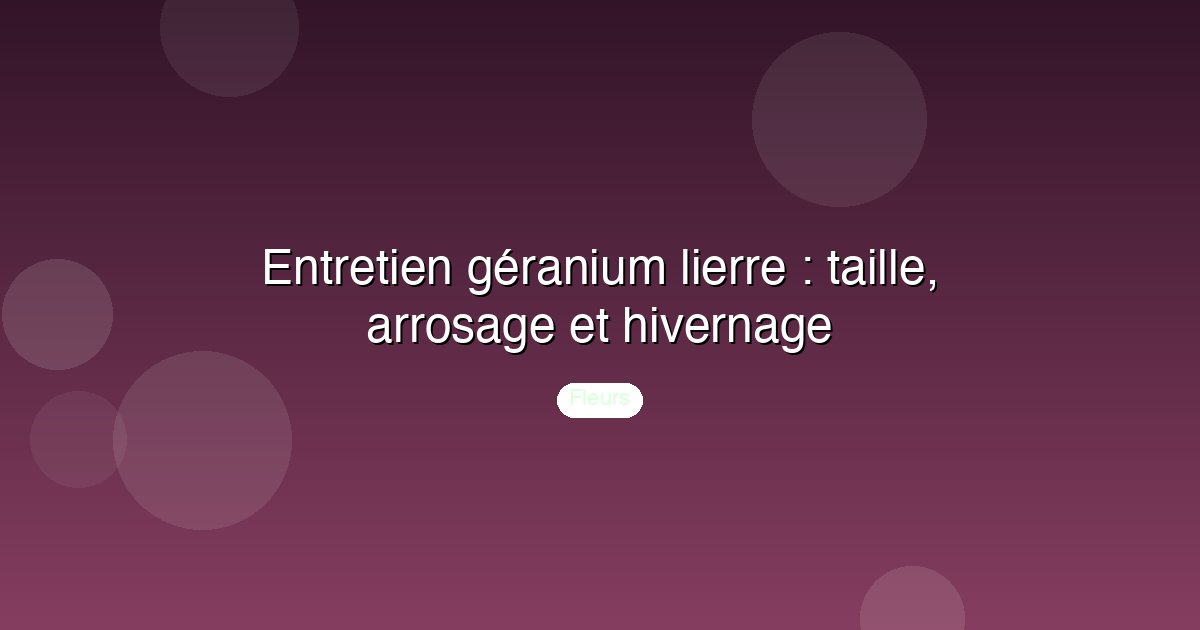 Entretien géranium lierre : taille, arrosage et hivernage