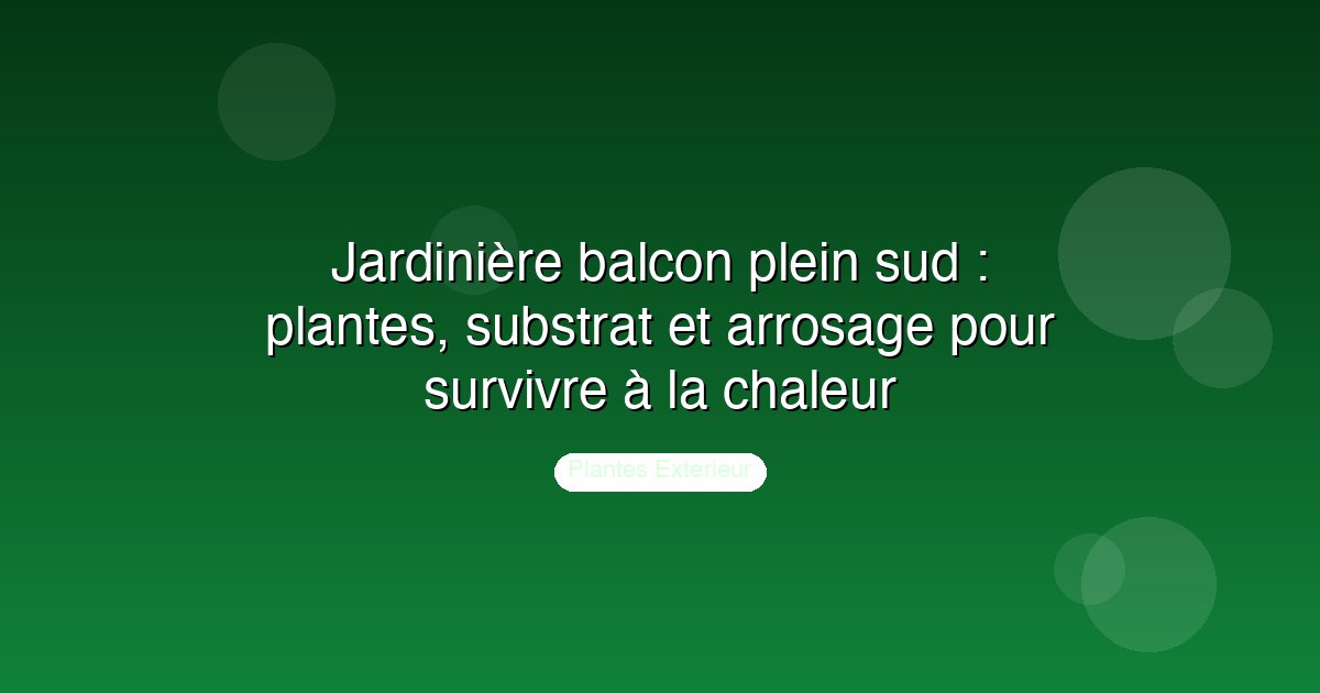 Jardinière balcon plein sud : plantes, substrat et arrosage pour survivre à la chaleur