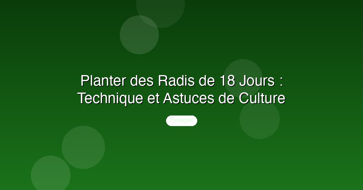 Planter des Radis de 18 Jours : Technique et Astuces de Culture