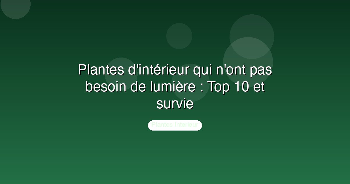 Plantes d'intérieur qui n'ont pas besoin de lumière : Top 10 et survie