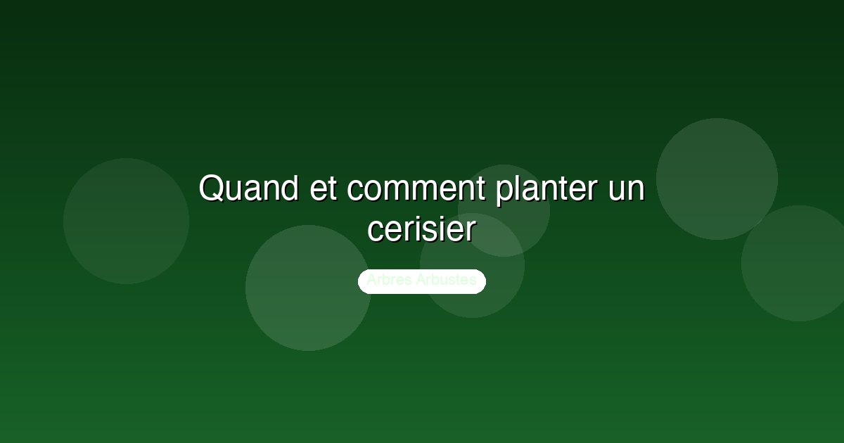 Quand et comment planter un cerisier