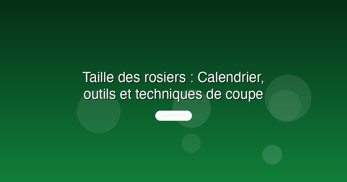 Taille des rosiers : Calendrier, outils et techniques de coupe